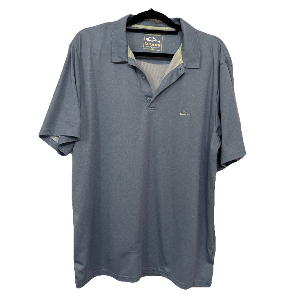 Drake Clothing Company Mens Polo Shirt XL Light Blue Embroidered Logo Golf FLAW